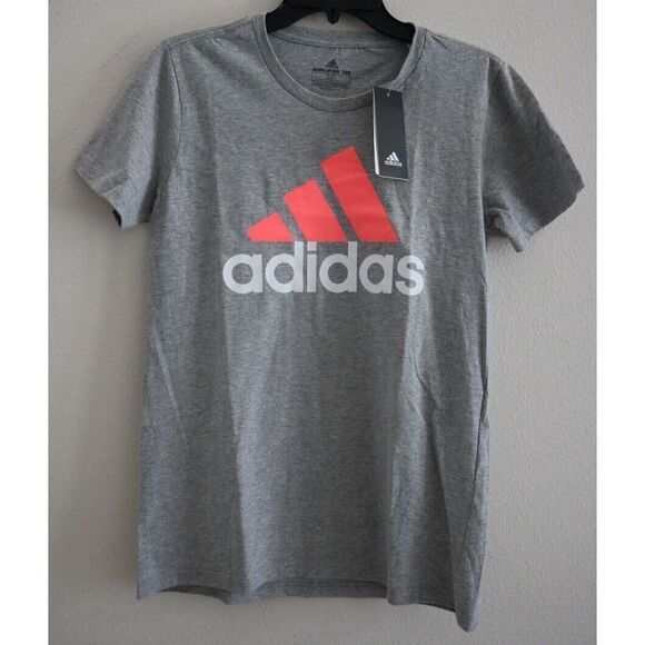 adidas HI1147 Women's Sz S Gray Heather Badge of Sport Logo Basic S/S T-Shirt - Picture 1 of 5